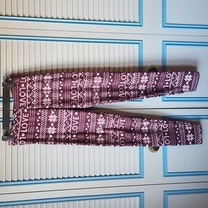 Streetwear Society Maroon and White Fair Isle Print Leggings